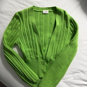Wilfred Bright Green Plunge Front Cardigan